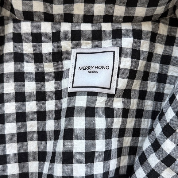 Merry Hong Black and White Checkered Short Sleeve Blazer - Picture 3 of 4